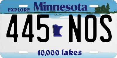 MN license plate 445NOS