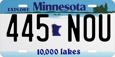 MN license plate 445NOU