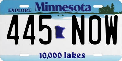 MN license plate 445NOW
