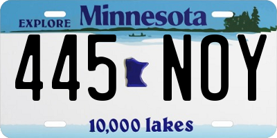 MN license plate 445NOY