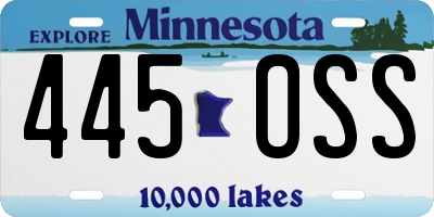 MN license plate 445OSS