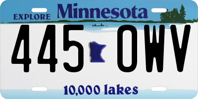 MN license plate 445OWV