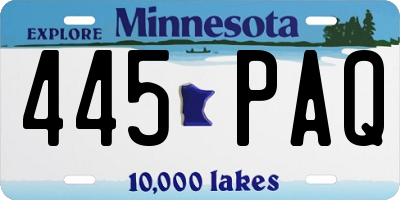 MN license plate 445PAQ