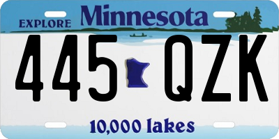 MN license plate 445QZK