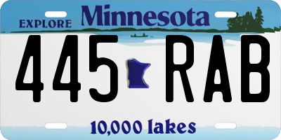 MN license plate 445RAB