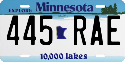 MN license plate 445RAE