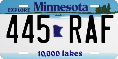 MN license plate 445RAF