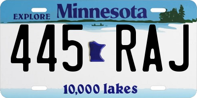 MN license plate 445RAJ