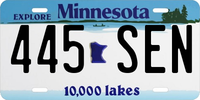 MN license plate 445SEN