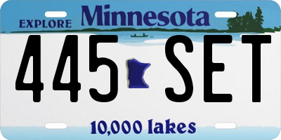 MN license plate 445SET