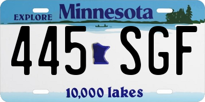 MN license plate 445SGF