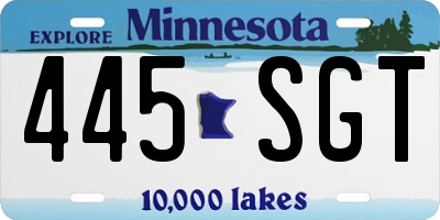 MN license plate 445SGT