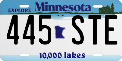 MN license plate 445STE