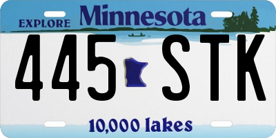 MN license plate 445STK