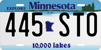 MN license plate 445STO