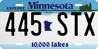 MN license plate 445STX