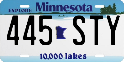 MN license plate 445STY