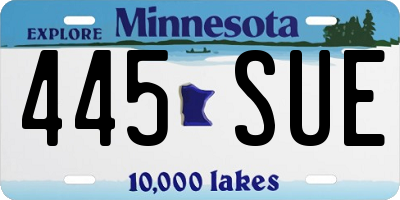 MN license plate 445SUE