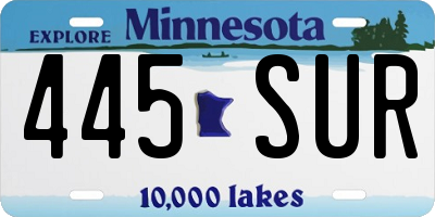 MN license plate 445SUR