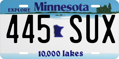 MN license plate 445SUX