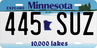 MN license plate 445SUZ