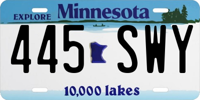 MN license plate 445SWY