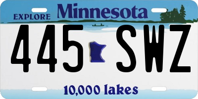 MN license plate 445SWZ