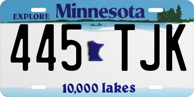 MN license plate 445TJK