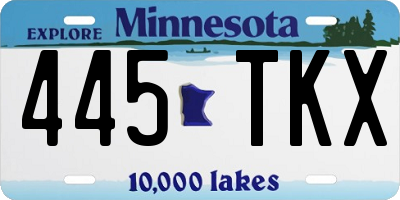 MN license plate 445TKX