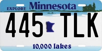 MN license plate 445TLK
