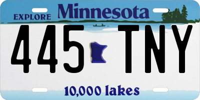 MN license plate 445TNY