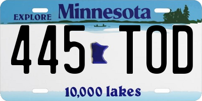 MN license plate 445TOD