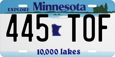 MN license plate 445TOF