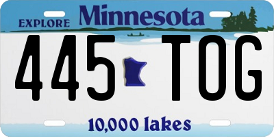 MN license plate 445TOG