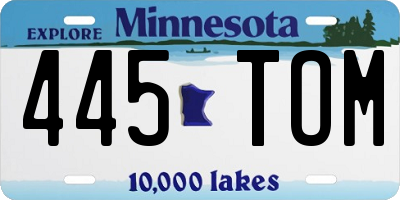 MN license plate 445TOM