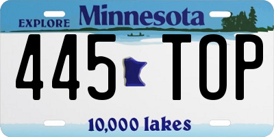 MN license plate 445TOP
