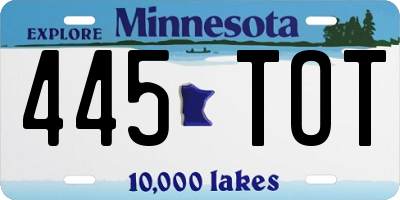MN license plate 445TOT