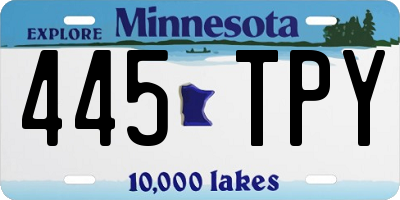 MN license plate 445TPY
