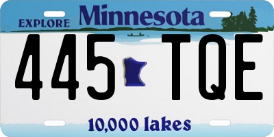 MN license plate 445TQE