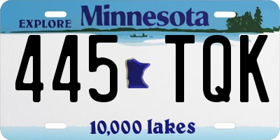 MN license plate 445TQK