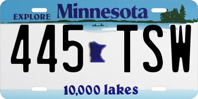 MN license plate 445TSW
