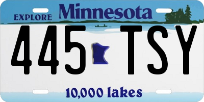 MN license plate 445TSY
