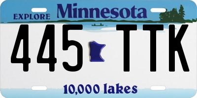 MN license plate 445TTK