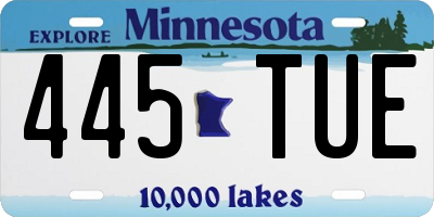 MN license plate 445TUE