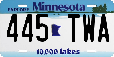 MN license plate 445TWA