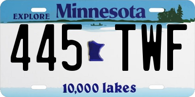 MN license plate 445TWF