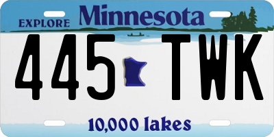 MN license plate 445TWK