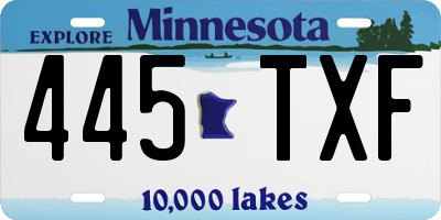 MN license plate 445TXF