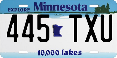 MN license plate 445TXU