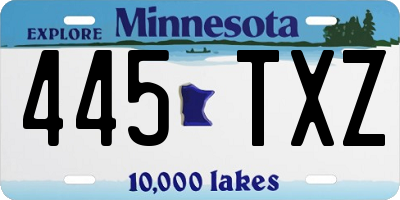 MN license plate 445TXZ